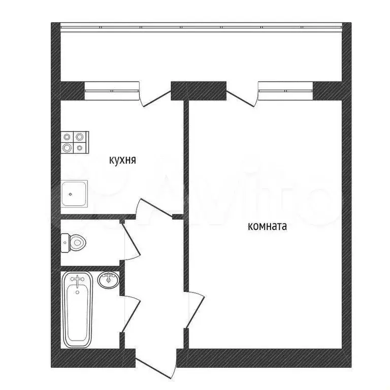 1-к. квартира, 32,7 м, 5/5 эт. - Фото 0