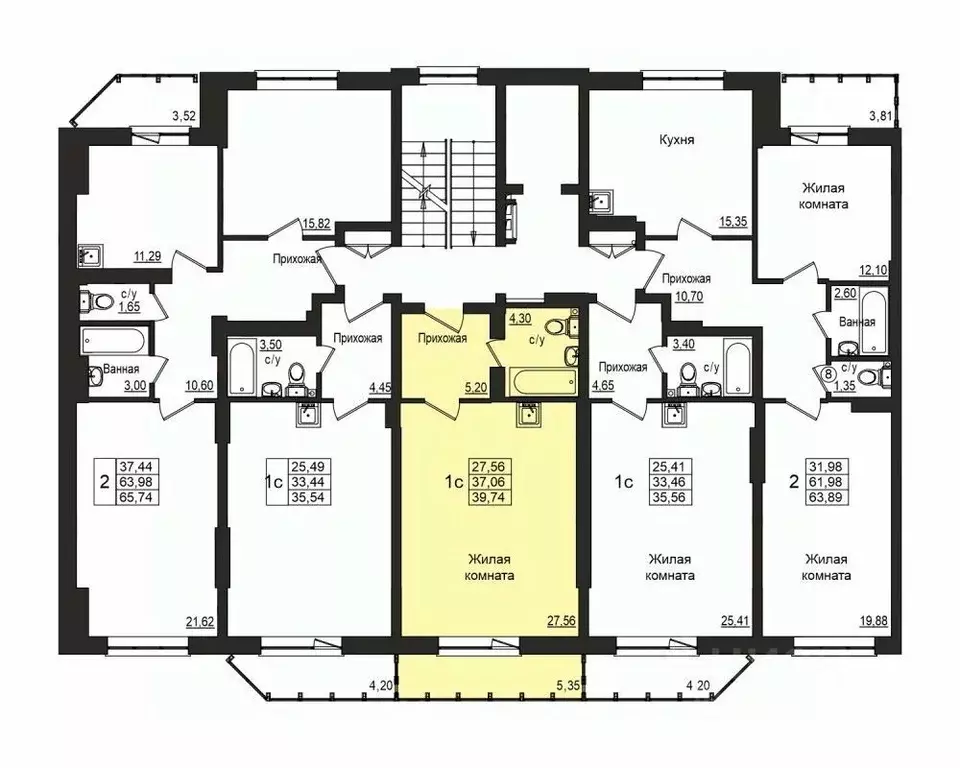 Студия Новосибирская область, Новосибирск Вилюйская ул., 6 (36.6 м) - Фото 1