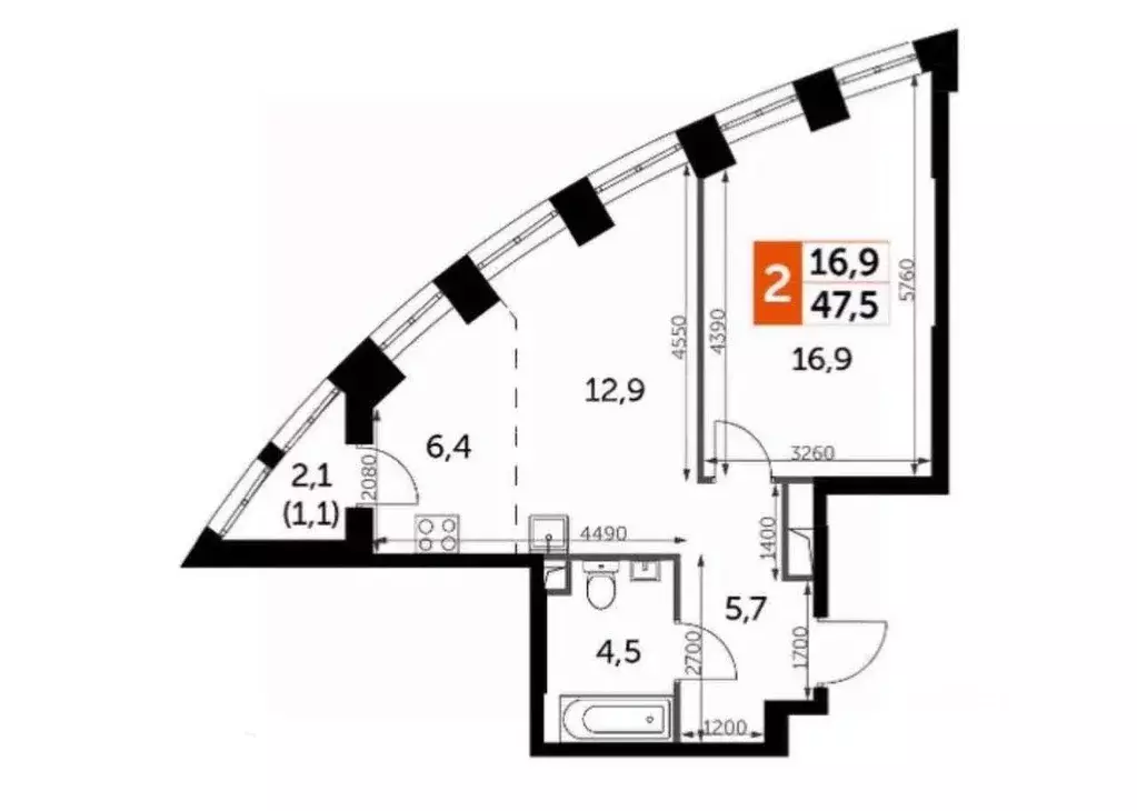 1-к кв. Москва Сидней Сити жилой комплекс, к2/1 (49.0 м) - Фото 0