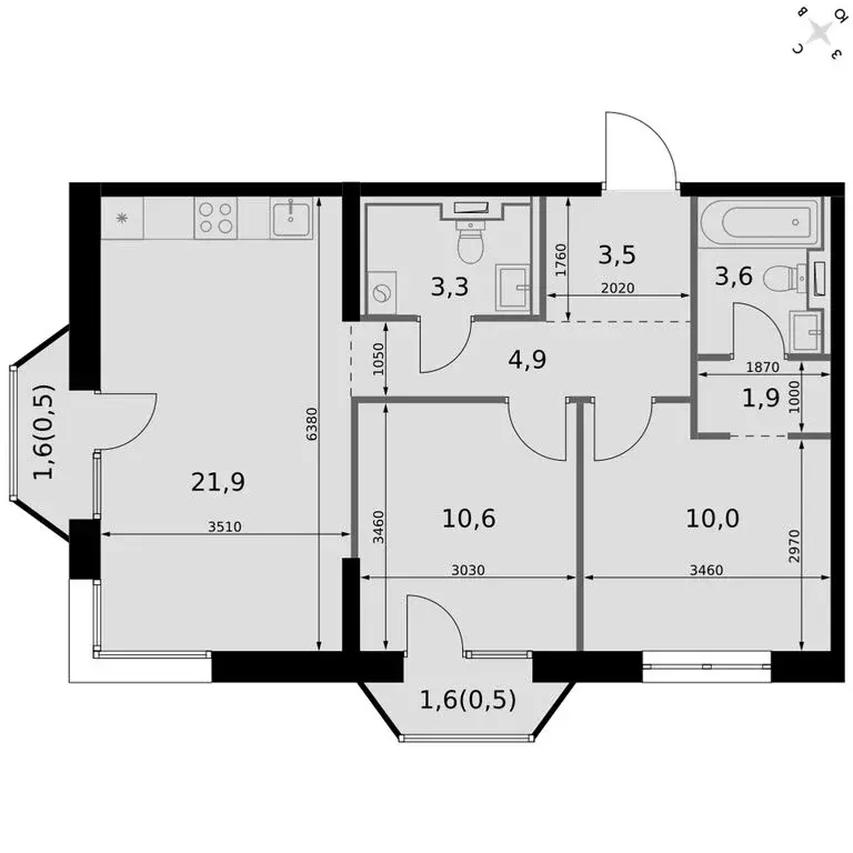 2-комнатная квартира: Казань, Даурская улица, 2А (61.7 м) - Фото 1