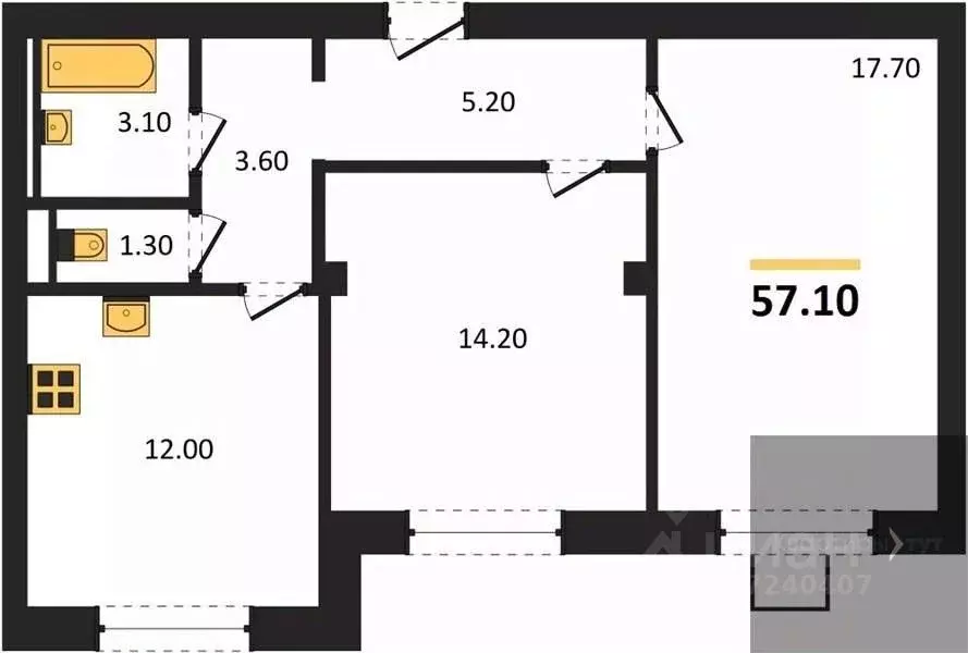 2-к кв. Воронежская область, Воронеж ул. Загоровского, 5/4 (57.1 м) - Фото 0