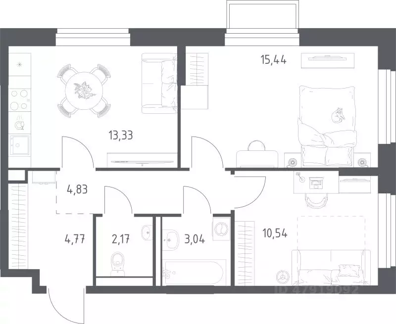 2-к кв. Московская область, Люберцы городской округ, Мирный пгт ... - Фото 1