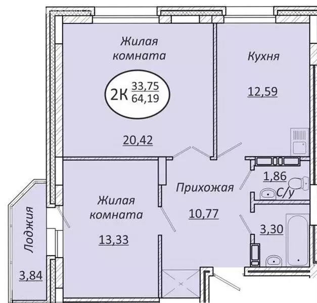 2-комнатная квартира: Новосибирск, Октябрьский район (64 м) - Фото 0