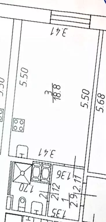 Студия Санкт-Петербург ул. Гудиловская, 6к1 (24.3 м) - Фото 2