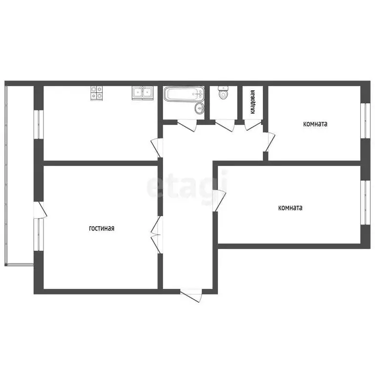 3-комнатная квартира: Троицк, улица имени Карла Маркса, 49 (57.8 м) - Фото 1