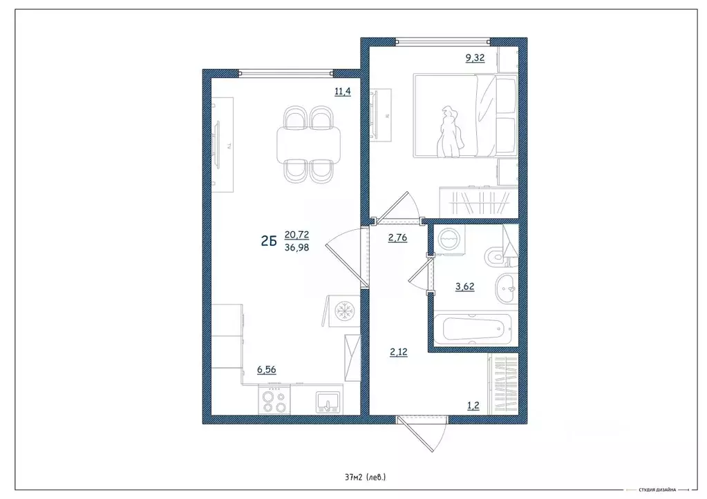 2-к кв. Тверская область, Тверь ул. Левитана, 93А (37.0 м) - Фото 2
