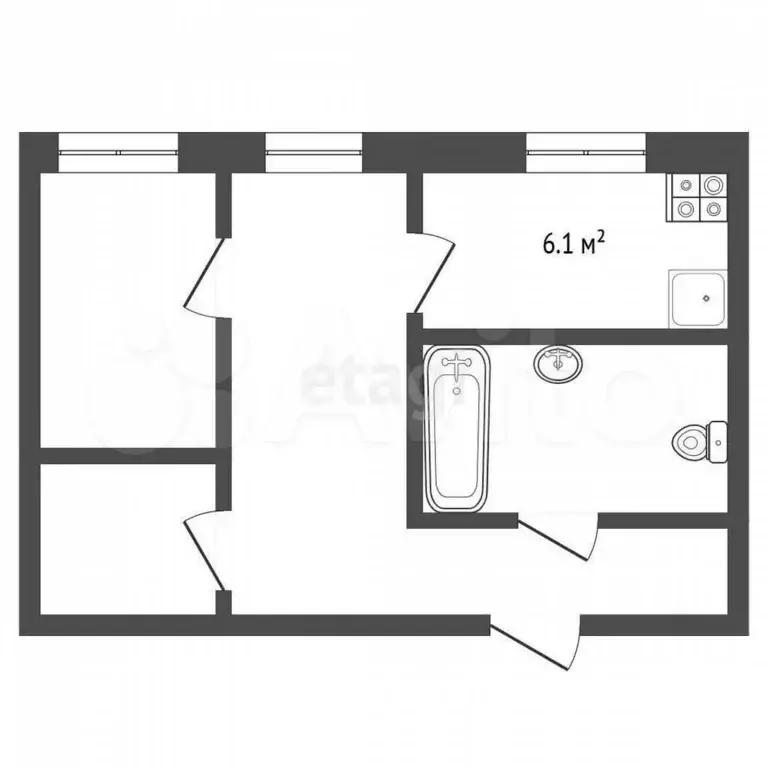 3-к. квартира, 45 м, 1/4 эт. - Фото 1