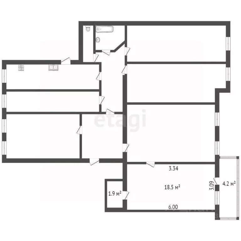 Студия Санкт-Петербург 10-я Советская ул., 15/27 (18.5 м) - Фото 1