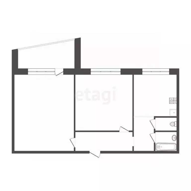 2-к кв. Крым, Симферополь ул. Маршала Жукова (46.4 м) - Фото 2