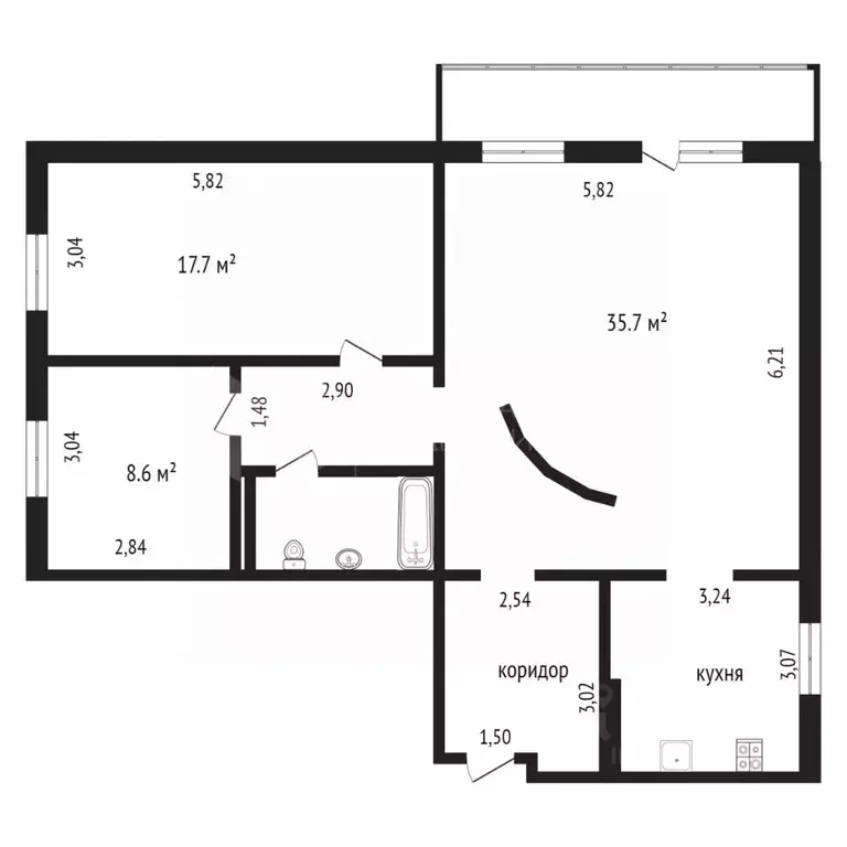 3-к кв. Тюменская область, Тюмень Инженерная ул., 72 (92.0 м) - Фото 2