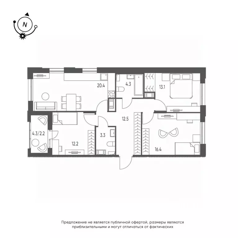 3-к кв. Омская область, Омск Зеленая река мкр, 14 (83.5 м) - Фото 0
