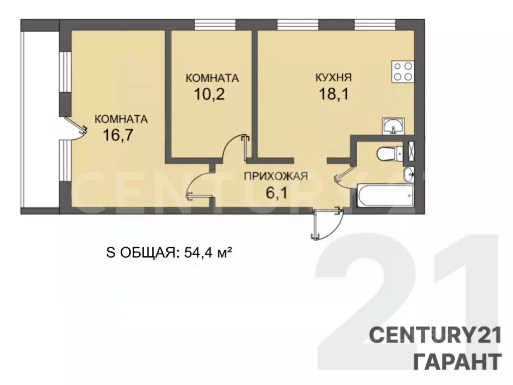 3-к кв. Санкт-Петербург просп. Славы, 8 (54.4 м) - Фото 1