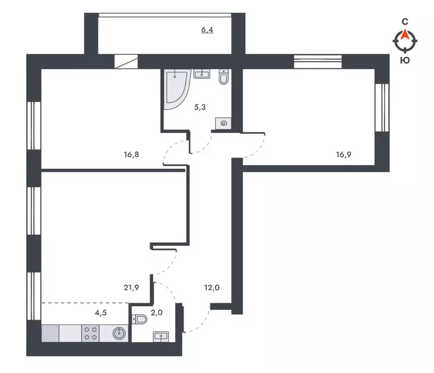 3-к кв. Кировская область, Киров ул. Капитана Дорофеева, 24 (85.6 м) - Фото 1