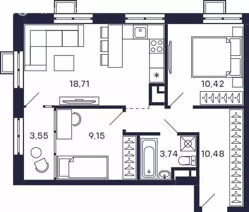 2-комнатная квартира: Красногорск, микрорайон Павшино, жилой комплекс ... - Фото 1