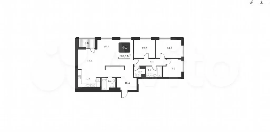 4-к. квартира, 120 м, 14/24 эт. - Фото 0