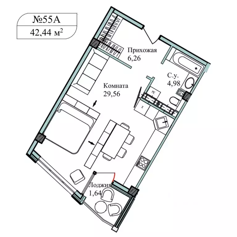 1-к кв. Севастополь ул. Летчиков, 10 (43.3 м) - Фото 0