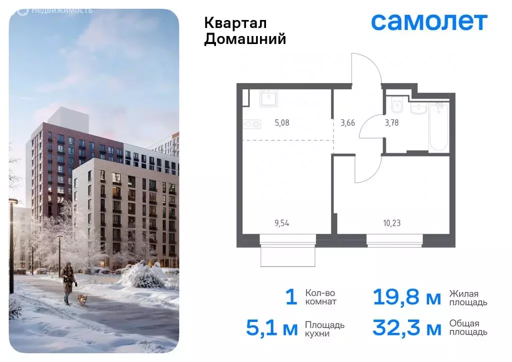 1-комнатная квартира: Москва, жилой комплекс Квартал Домашний, 1 ... - Фото 0