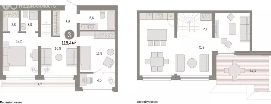 3-комнатная квартира: Тюмень, Мысовская улица, 26к1 (118.35 м) - Фото 0