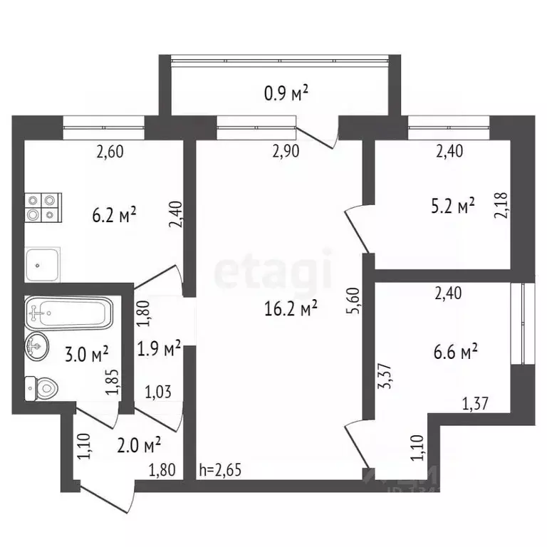 3-к кв. Брянская область, Брянск просп. Ленина, 4 (41.1 м) - Фото 1