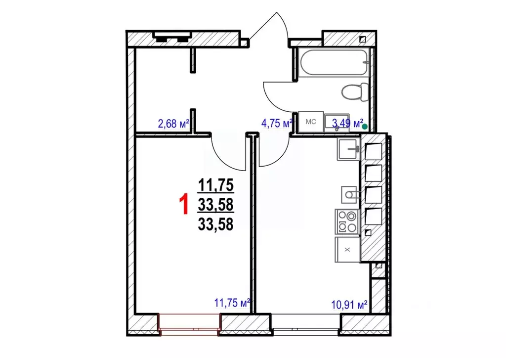 1-к кв. Белгородская область, Белгородский район, Новосадовское с/пос, ... - Фото 1