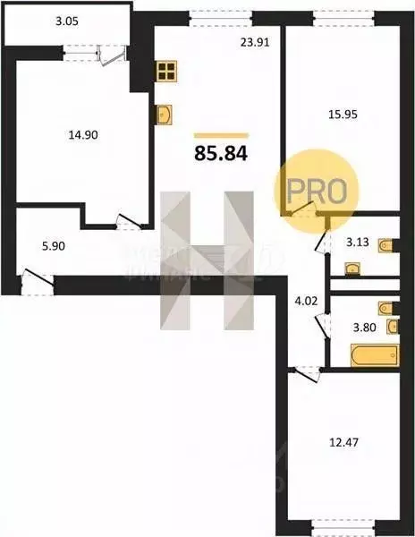 1-к кв. Калининградская область, Калининград Коммунистическая ул., 26 ... - Фото 2