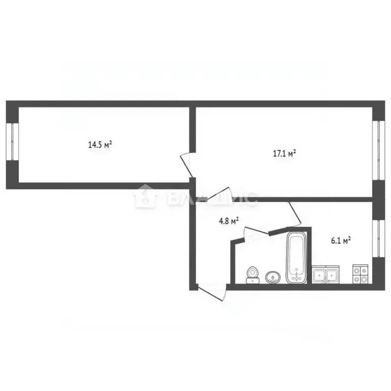 2-к кв. Нижегородская область, Нижний Новгород Донецкая ул., 5 (46.6 ... - Фото 1