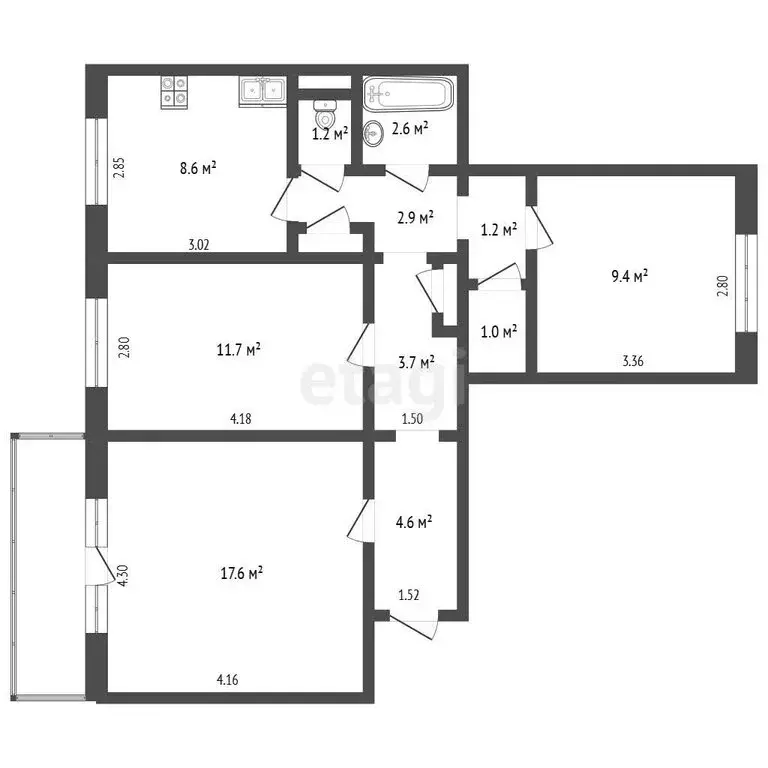 3-комнатная квартира: Миасс, улица Добролюбова, 2А (65.3 м) - Фото 1