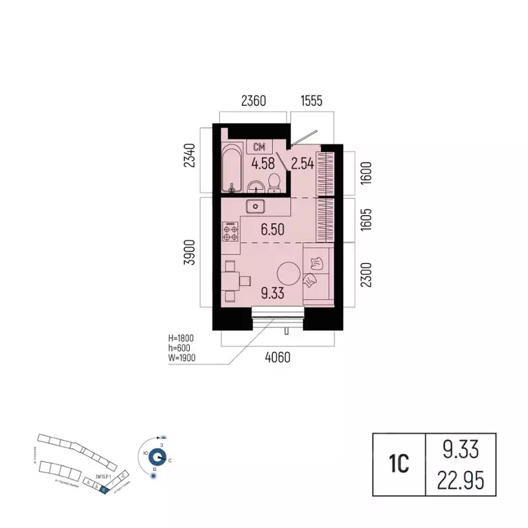 1-к кв. Башкортостан, Уфа Глумилино-1 мкр, Новатор жилой комплекс ... - Фото 1