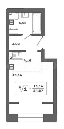 Квартира-студия, 24,8 м, 5/25 эт. - Фото 0