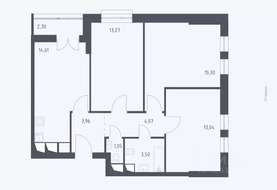 3-к кв. Московская область, Красногорск ул. Тенистых Аллей, 3к3 (69.3 ... - Фото 2
