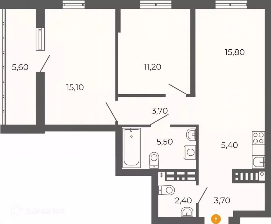 Продаётся 2-к квартира, 62.3 м - Фото 1