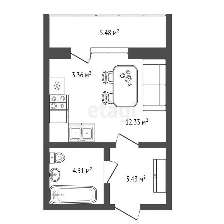 Квартира-студия: Новосибирск, Ипподромская улица, 12 (25.5 м) - Фото 0