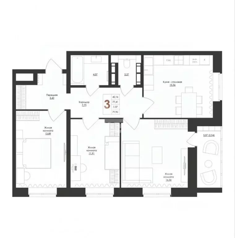 3-к кв. Орловская область, Орловский муниципальный округ, с. Старцево ... - Фото 2