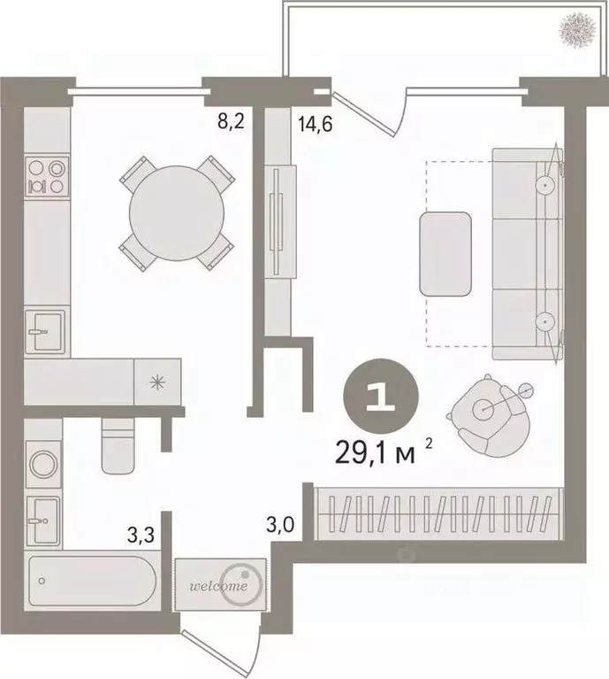 1-к кв. Курганская область, Курган Заозерный жилрайон, 1-й мкр, ул. ... - Фото 2