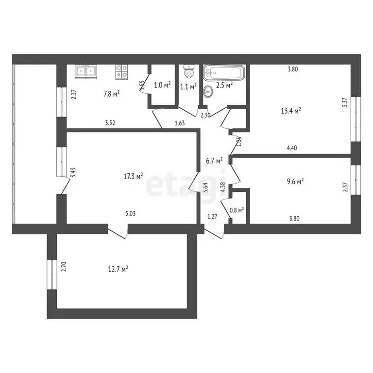 4-комнатная квартира: Яркое Поле, Спортивная улица, 17 (73.2 м) - Фото 0