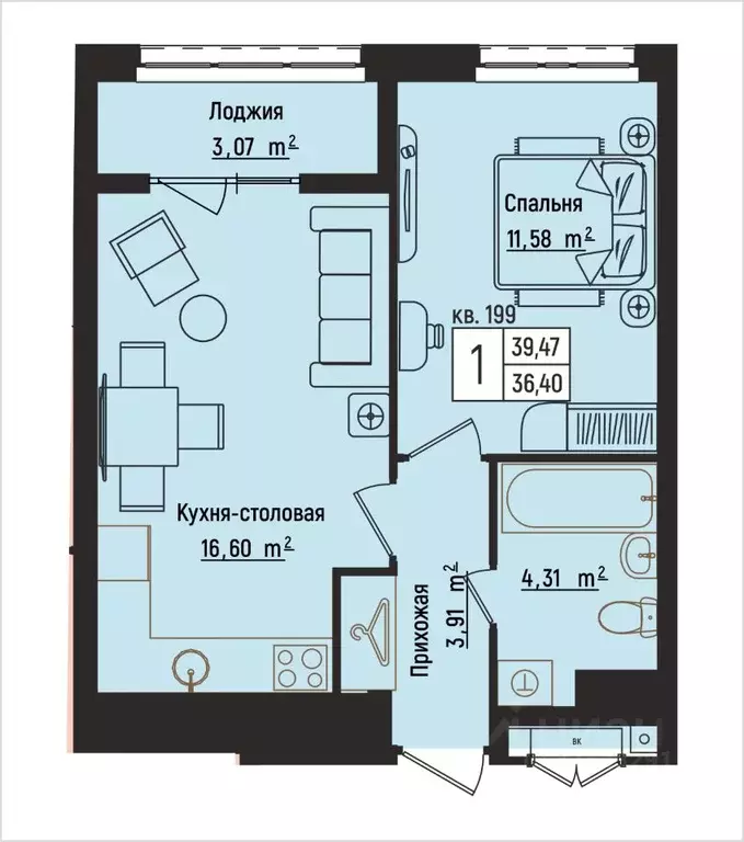 1-к кв. Нижегородская область, Нижний Новгород Литературная ул., 5 ... - Фото 1