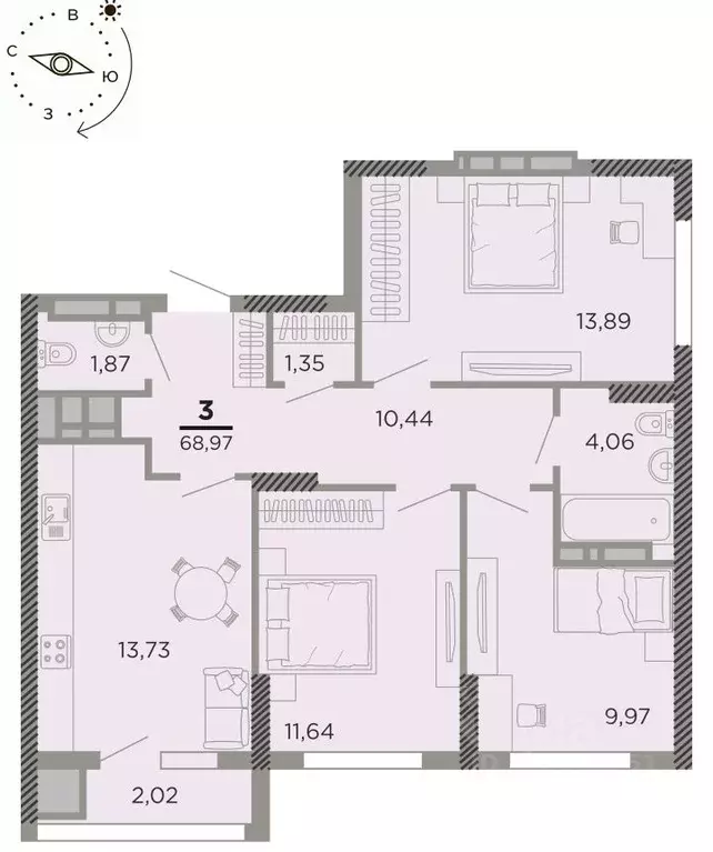 3-к кв. Рязанская область, Рязань Совхозная ул., 6 (68.97 м) - Фото 0