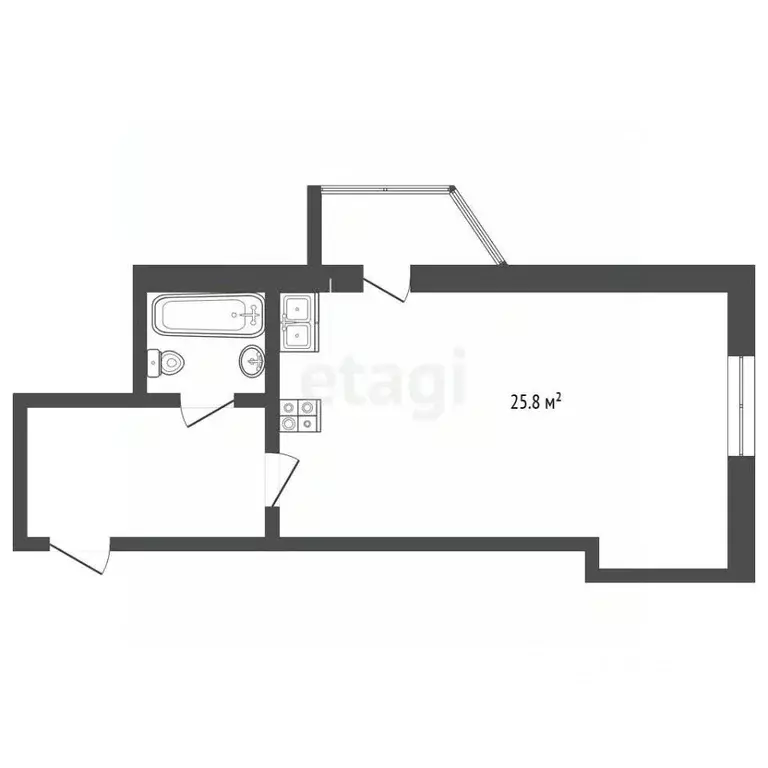 Студия Тюменская область, Тюмень ул. 50 лет ВЛКСМ, 15 (35.7 м) - Фото 2