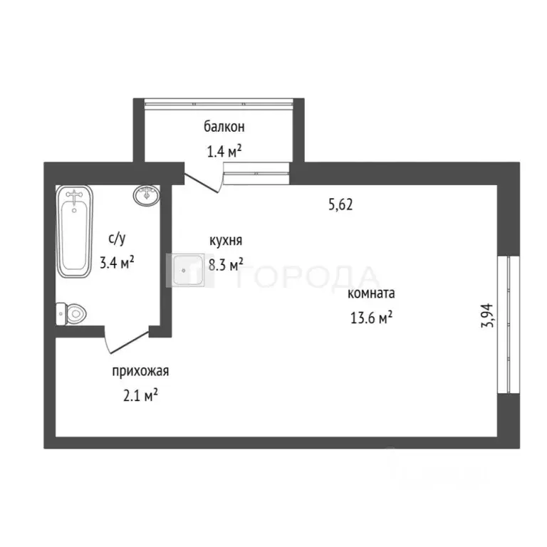 1-к кв. Алтайский край, Барнаул ул. Анатолия, 304 (28.0 м) - Фото 2