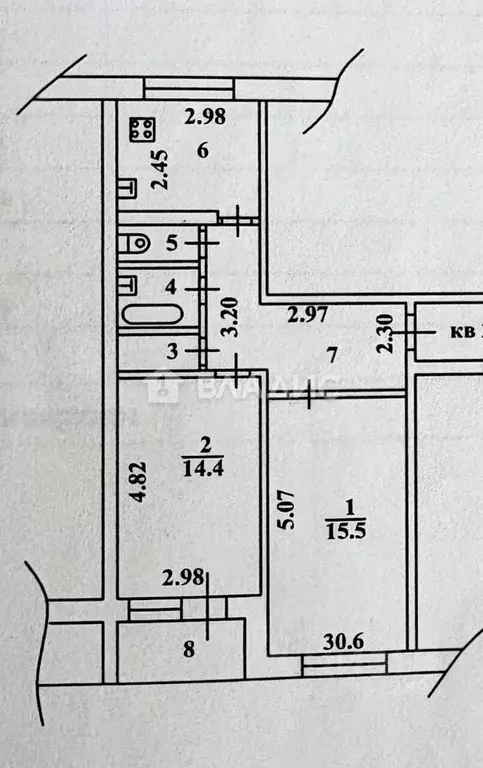 2-к кв. Пензенская область, Пенза просп. Строителей, 35 (53.2 м) - Фото 2