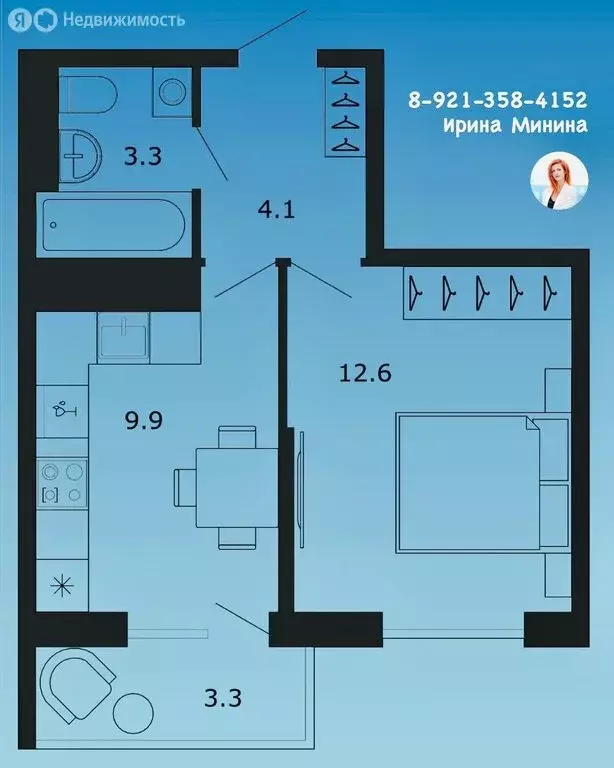 1-комнатная квартира: Санкт-Петербург, Гудиловская улица, 9 (29.9 м) - Фото 1