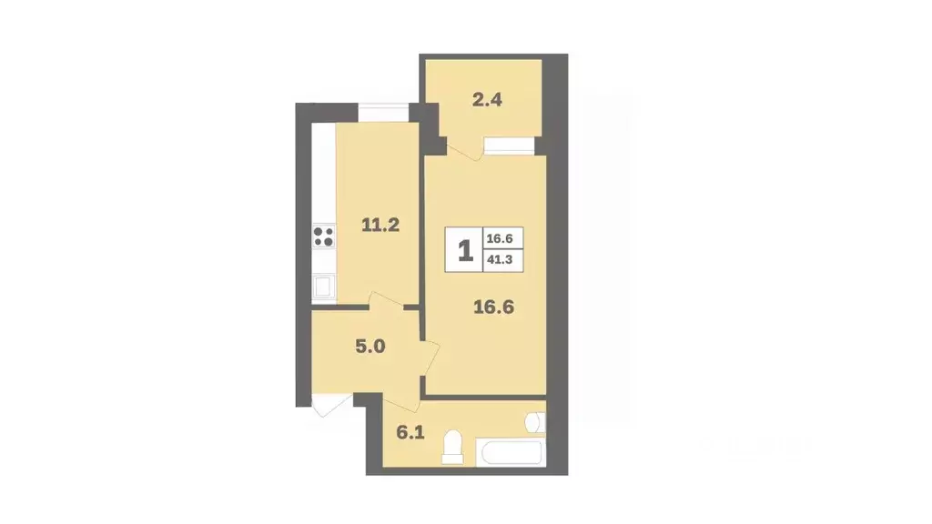 1-к кв. Башкортостан, Уфа Дагестанская ул., лит12 (41.3 м) - Фото 1
