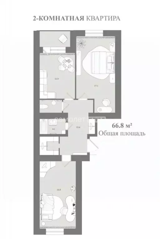 2-к кв. Белгородская область, Белгородский район, Новосадовское с/пос, ... - Фото 1