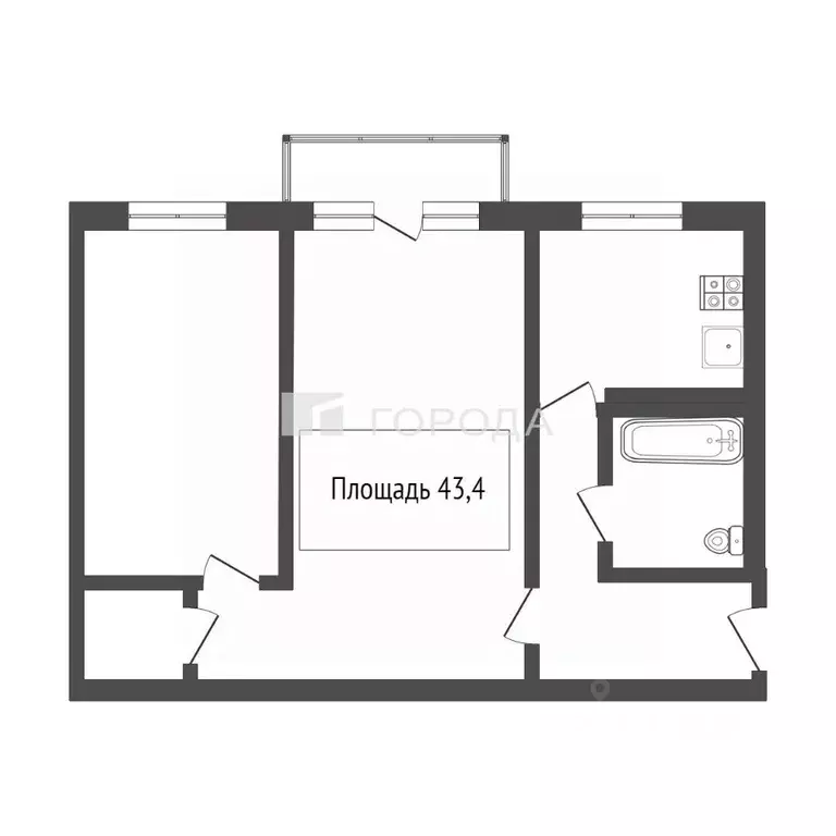 2-к кв. Кемеровская область, Новокузнецк Народная ул., 25 (43.4 м) - Фото 2