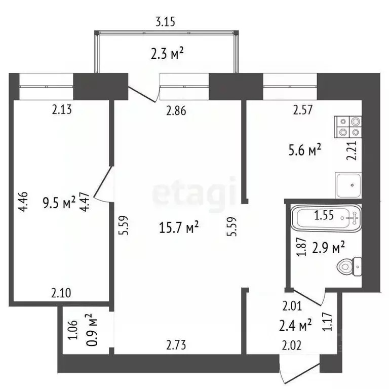 2-к кв. Башкортостан, Стерлитамак ул. Тукаева, 7А (39.6 м) - Фото 1