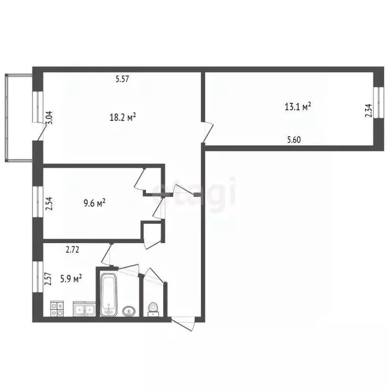 3-к кв. Челябинская область, Челябинск ул. Чайкиной, 9 (59.0 м) - Фото 1