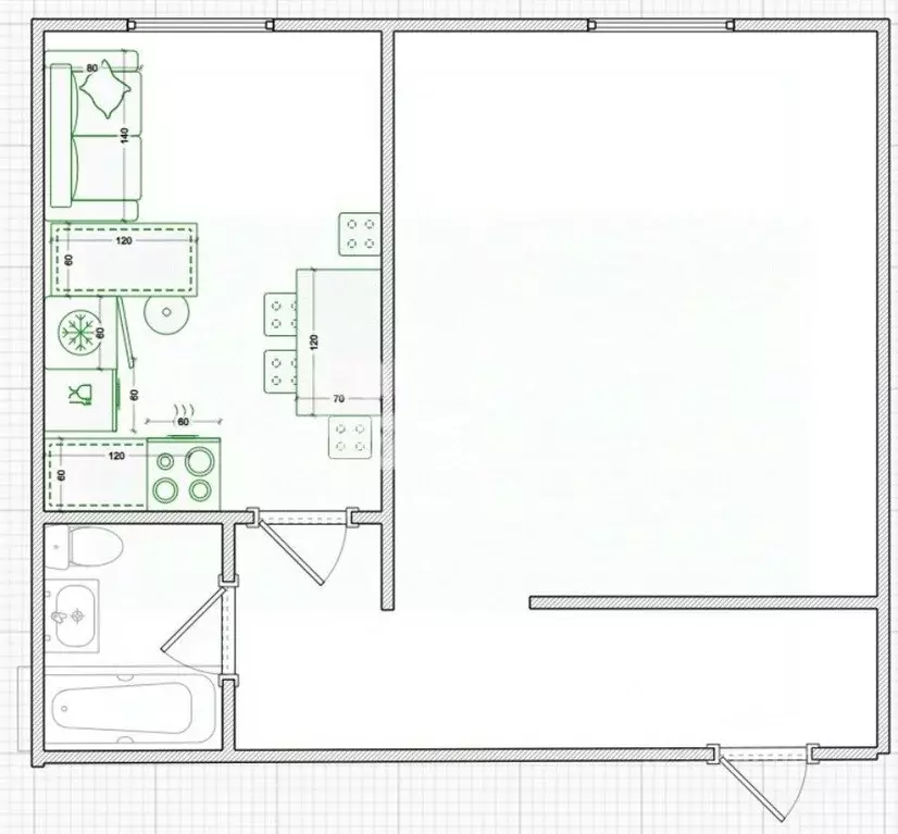 1-к кв. Омская область, Омск ул. Ватутина, 22А (46.0 м) - Фото 1