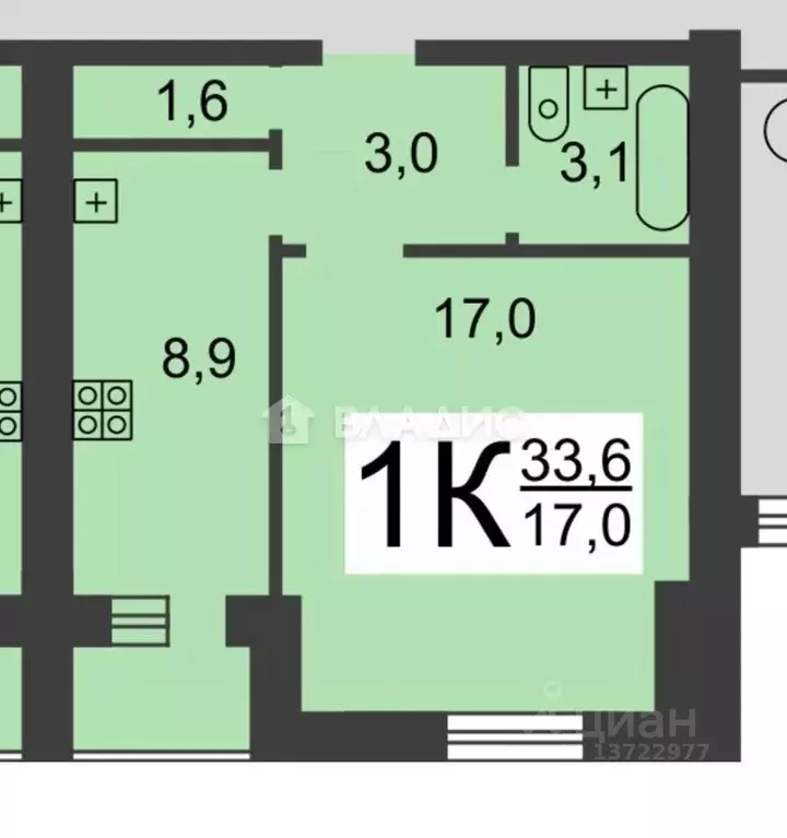 1-к кв. Нижегородская область, Нижний Новгород ул. Политбойцов, 19 ... - Фото 2