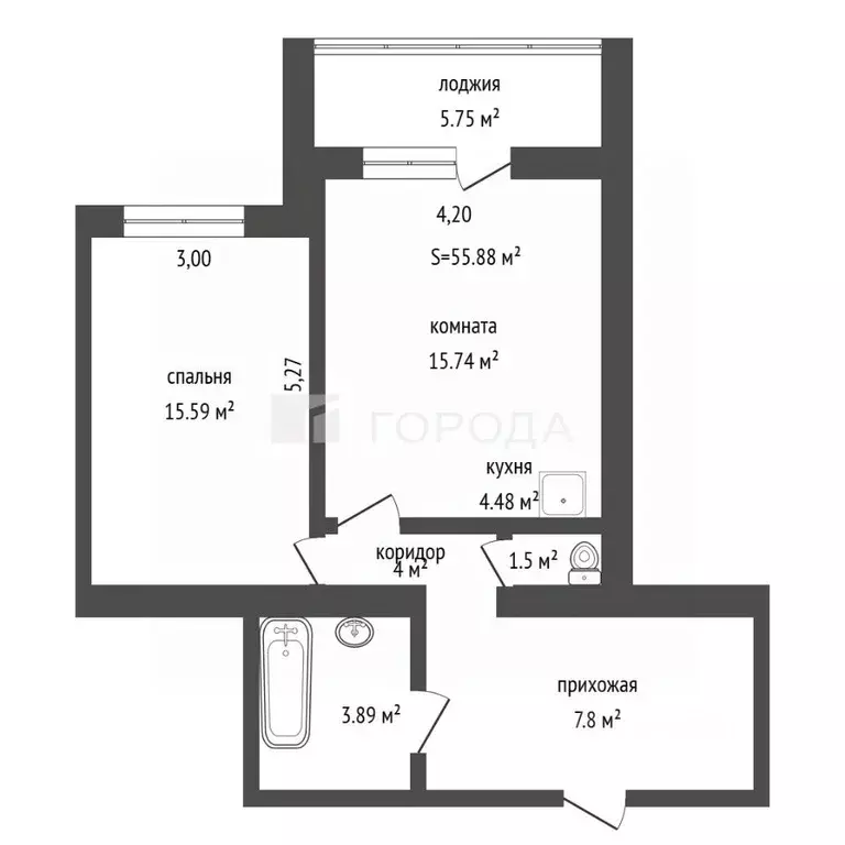 2-к кв. Алтайский край, Барнаул ул. 65 лет Победы, 29 (55.0 м) - Фото 2