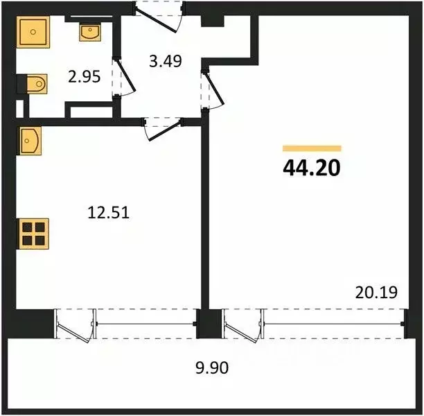 1-к кв. Севастополь ул. Парковая, 12 (44.2 м) - Фото 2
